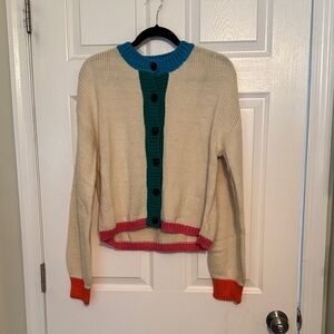 Colorful Button-Up Women's Sweater